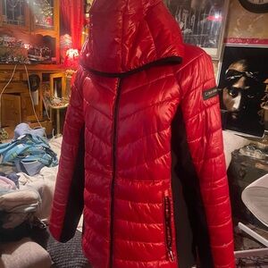 Calvin Klein Women's Vibrant Red Puffer Coat